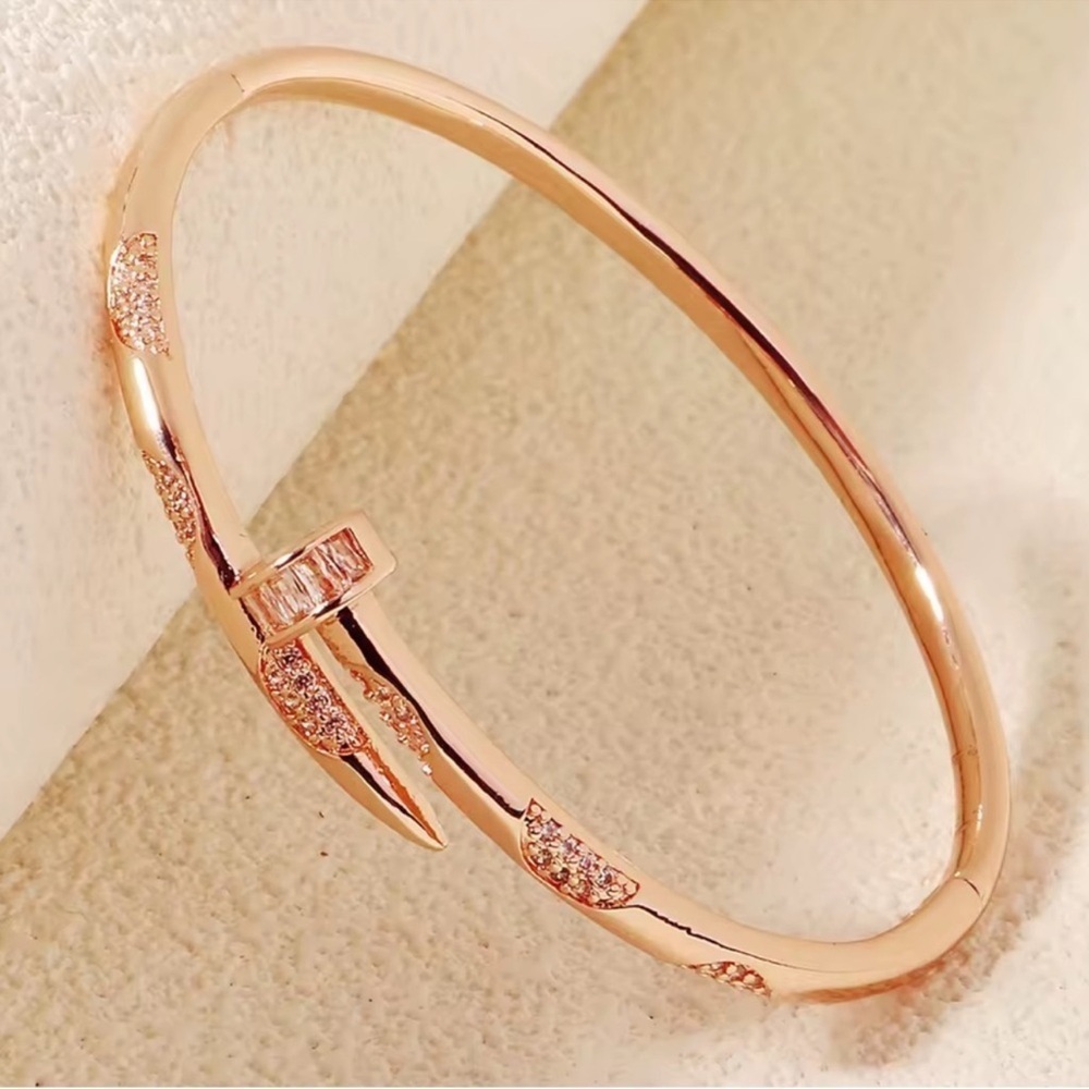 Nail Rose Gold Bangle Bracelet